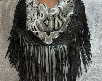 Western Fringe Bandana, Cowgirl Scarf