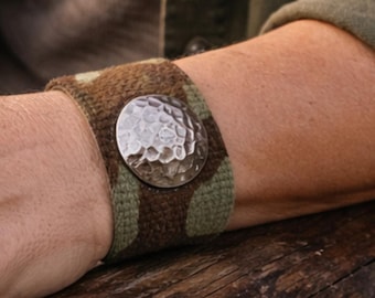 Cuff Bracelet, Up-cycled Camo Belt cuff