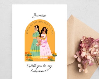 Editable Indian Bridesmaid Proposal Card | Instant Download | Desi / South Asian Wedding