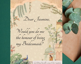 Editable Mughal Bridesmaid Proposal Card | Instant Download | Desi / South Asian Wedding | Mughal Bridesmaids Proposal