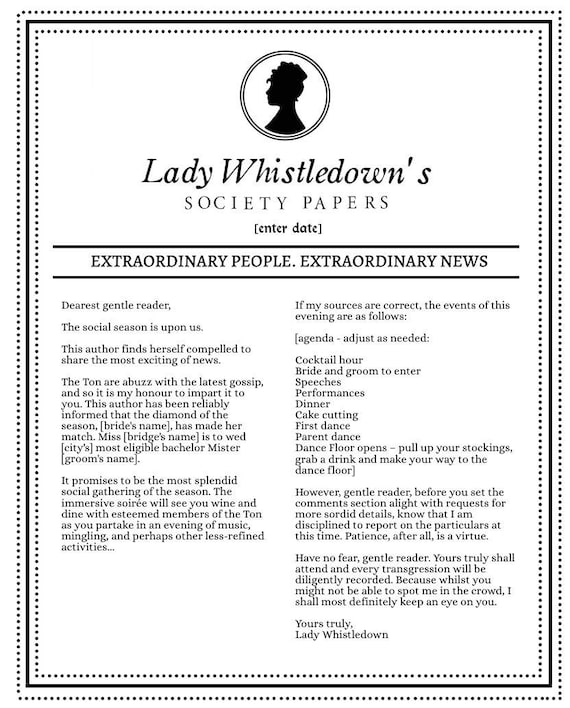 Lady Whistledown Bridgerton Watch For Free Editabe Bridgerton
