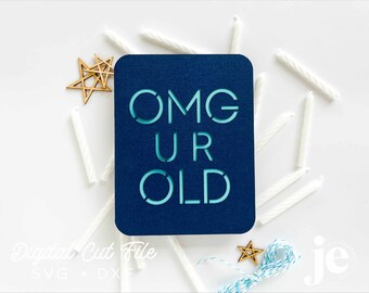 OMG U R Old Birthday Card SVG, Funny Cut File (Digital Download)