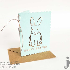 Easter Bunny Card SVG Cut File Template for Cricut, Joy, Silhouette, Brother Scan N Cut | Foil Transfer | Foil Quill | Sketch Pens