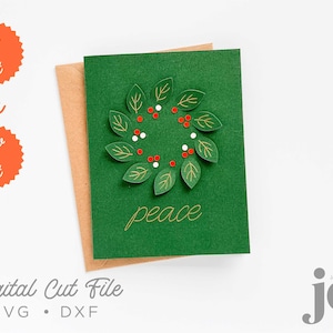 Folie Quill en Cut Single Layer Christmas Card SVG bestand Digital Cutting Template