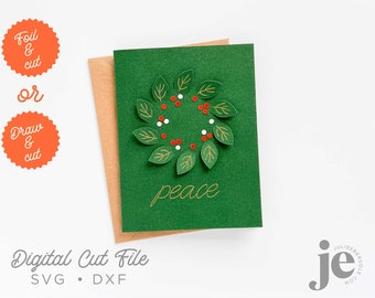 Foil Quill and Cut Single Layer Christmas Card SVG file Digital Cutting Template