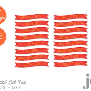 Folie en gesneden één regel Valentijn groet banners SVG gesneden bestanden digitaal snijden sjablonen voor Cricut, silhouet, Brother Scan N Cut