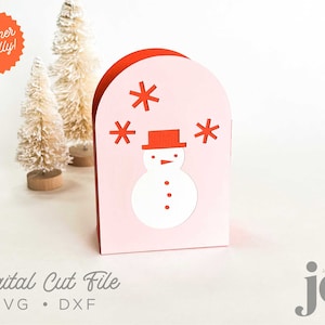Caixa de presente de domo de boneco de neve 3D, porta-guloseimas, arquivo de corte SVG, modelo de corte digital