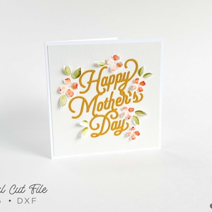 Happy Mother's Day Pop Up Floral SVG Panel Karte Digitale Schnittvorlage & DIY Aquarell für Cricut | Silhouette | Bruder ScanNCut
