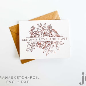 Pfingstrose Bundle mit Classic & Script Greetings, Single Line SVG Draw/Foil/Deboss File für Cricut, Silhouette, Brother ScanNCut