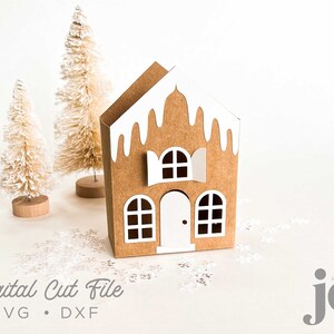 3D maison en pain d'épice boîte porte-bonbons emballage cadeau fichier de coupe SVG modèle de découpe numérique