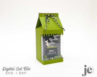 Milk Carton Shaker Box SVG Template, Drippy Goo Window (Digital Download)