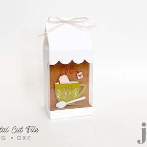 Milk Carton Box with Scalloped Display / Shaker Window Template for Cricut, Silhouette, Brother Scan N Cut, SVG Cut File Digital Download