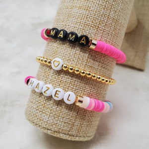 Heishi Bracelet | Personalized Name Bracelet | Custom Name Beaded Bracelet | Gift for Her | Clay Bead Bracelet