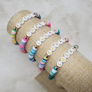 Full Of Color Name Bracelet, Custom Bead Bracelet, Heishi Bracelet, Custom Gifts image 1