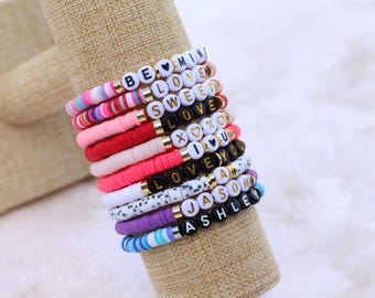 Custom Name Bracelet | Heishi Bead Bracelet | Personalized Name Bead Bracelet | Name Beaded Bracelet | Personalized Name Bracelet