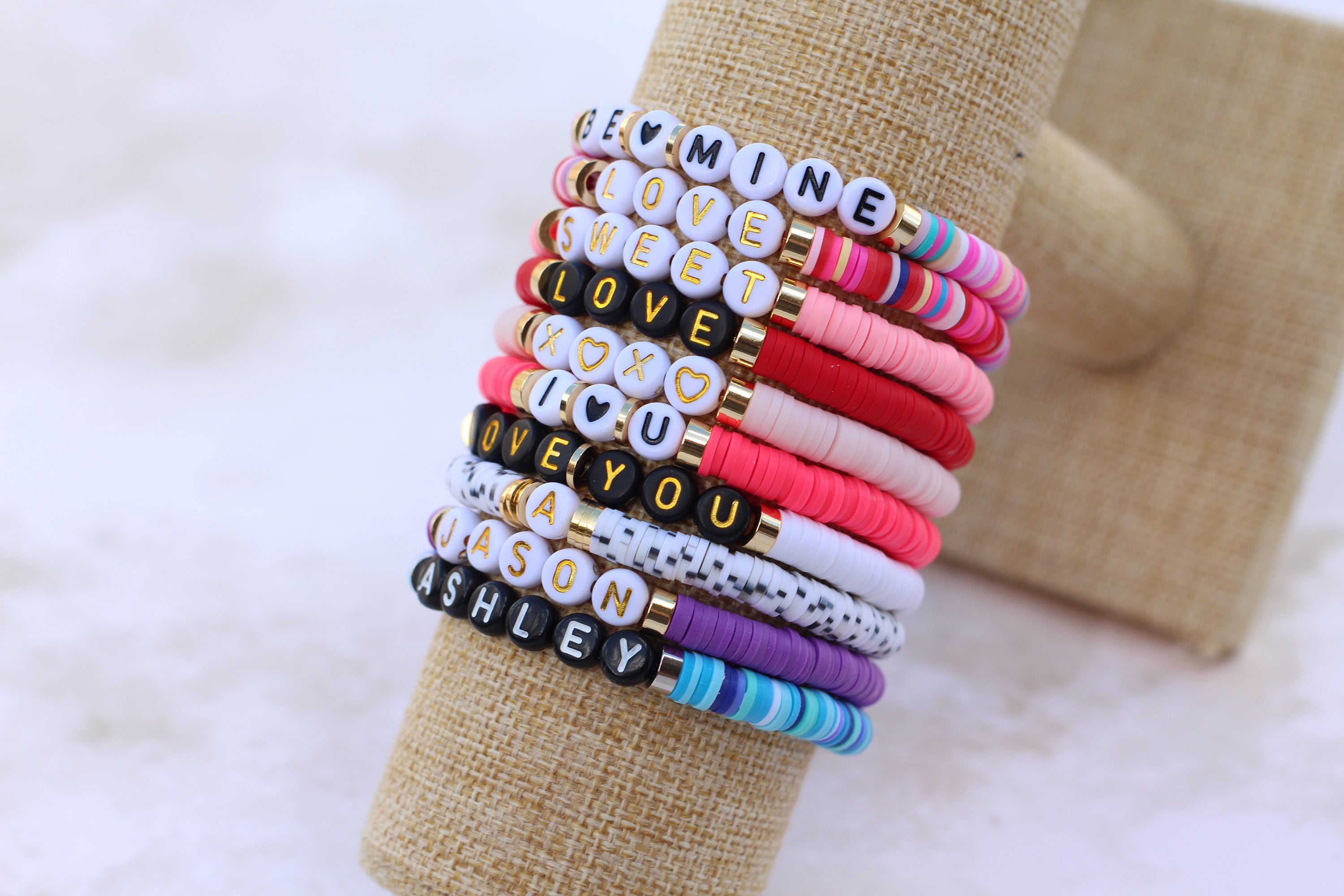 Personalized Name Custom Beaded Valentines Day Bracelet | Beaded ...