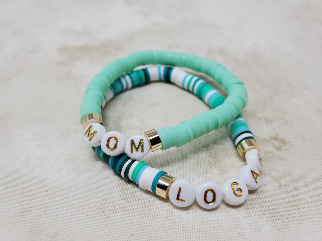 Custom Name Bracelet Heishi Bead Bracelet Personalized Name Bead Bracelet Name Beaded Bracelet