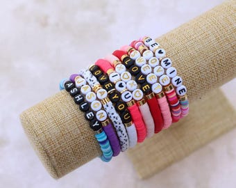 Personalized Name Custom Beaded Bracelet | Beaded Bracelet | Gold Accent