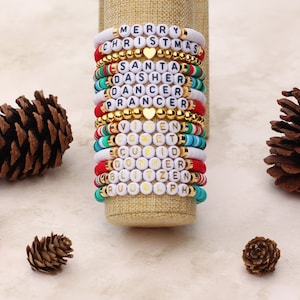 Merry Christmas Bracelet, Gift For Christmas, Santa Bracelet, Reindeer Name Bracelet, Custom Christmas Bracelet, Personalized Name Bracelet
