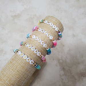 Full Of Color Name Bracelet, Custom Bead Bracelet, Heishi Bracelet, Custom Gifts image 8