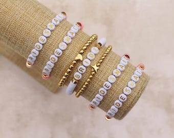 Personalized Name Beaded Bracelets | Name Bracelets | Initial Bracelets | Word Bracelets | Womens Beaded Name Bracelets | Heishi Bracelet
