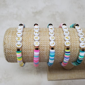 Full Of Color Name Bracelet, Custom Bead Bracelet, Heishi Bracelet, Custom Gifts image 9