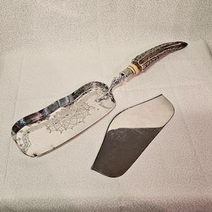 Silver Plated Stag Horn Crumb Scoop Tray - Embossed with an Intricate Design - Silver Hallmarks - Stamped H.W. LTD