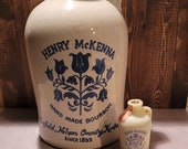 Vintage Large and Small Henry McKenna Bourbon Whiskey Jugs Made in Good Old Kentucky