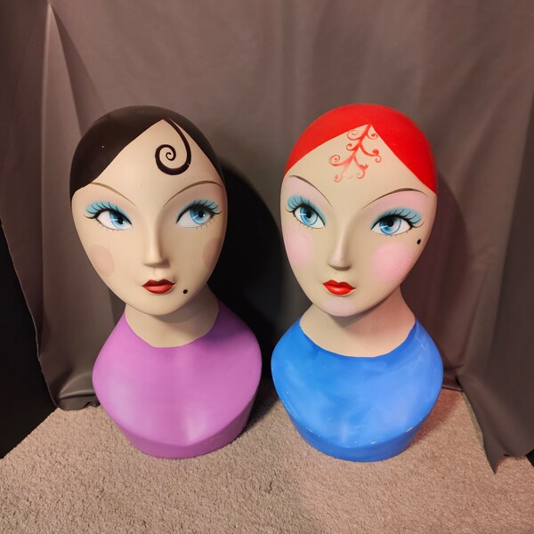 Vintage Art Deco 1920s Flapper Girl Jewelry Displays, Head Wear Displays Head/Bust Mannequin Heads Sold Separately