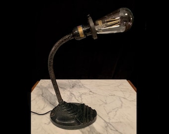 Vintage 1930s Art Deco Cast Iron Gooseneck Desk Lamp