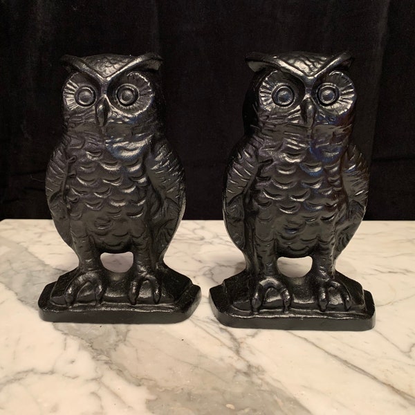 Vintage | Retro | Cast Iron | Great Horned Owl | Western / Eastern Screech Owl | Ornithology | Home Decor | Library Art Statues |  Bookends