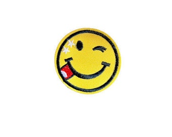 Emoji face smile embroidered iron on patch
