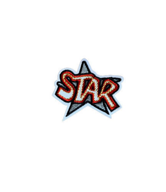 STAR Text Award Cheerleading Confetti Embroidered Iron On Patch
