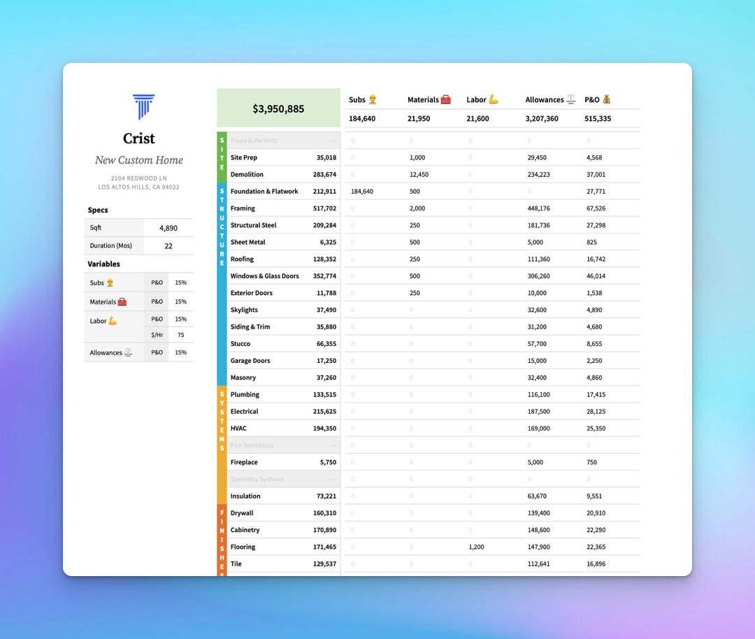 Contractor Bidding Spreadsheet Contractor Estimating Spreadsheet Etsy Contractor Bidding Spreadsheet Contractor Estimating Spreadsheet Etsy