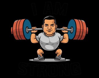 Camiseta de levantamiento de pesas "I Am Strong" - Ropa de gimnasio de levantamiento de pesas motivacional para entusiastas del fitness
