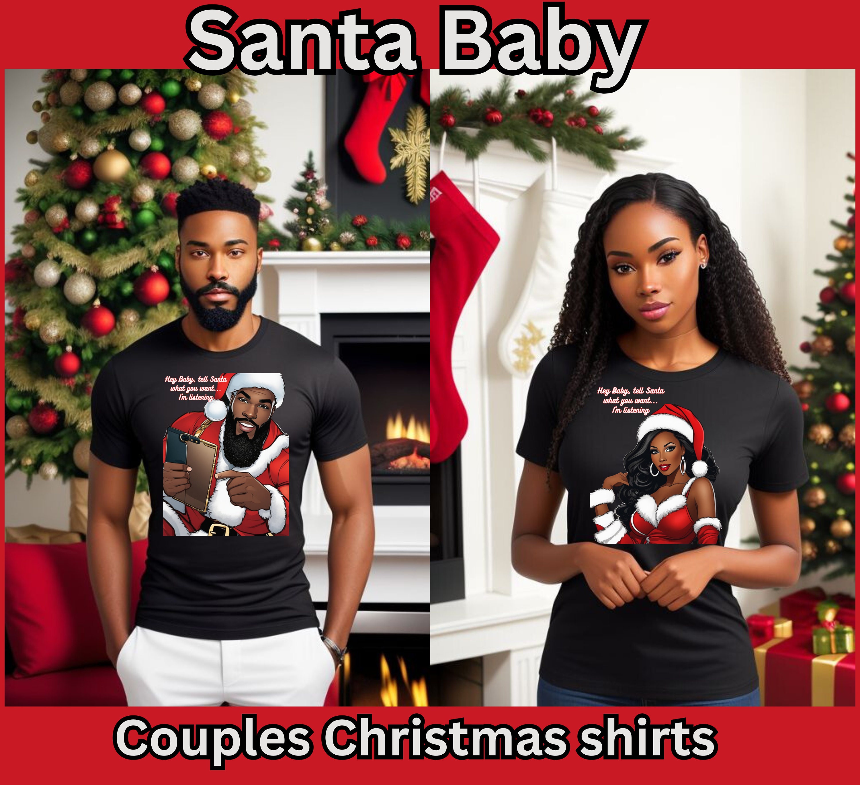 Black couples matching christmas pajamas sale