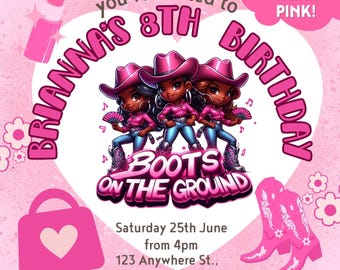 Invitación de cumpleaños "Boots on the Ground", plantilla editable del oeste, invitación para fiesta vaquera, descarga digital