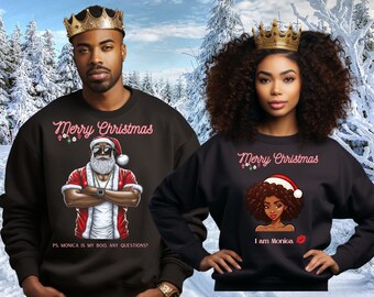 Black Santa pajamas tops, Santa group shirts, Matching xmas tees, Santa family shirt, Christmas matching shirts