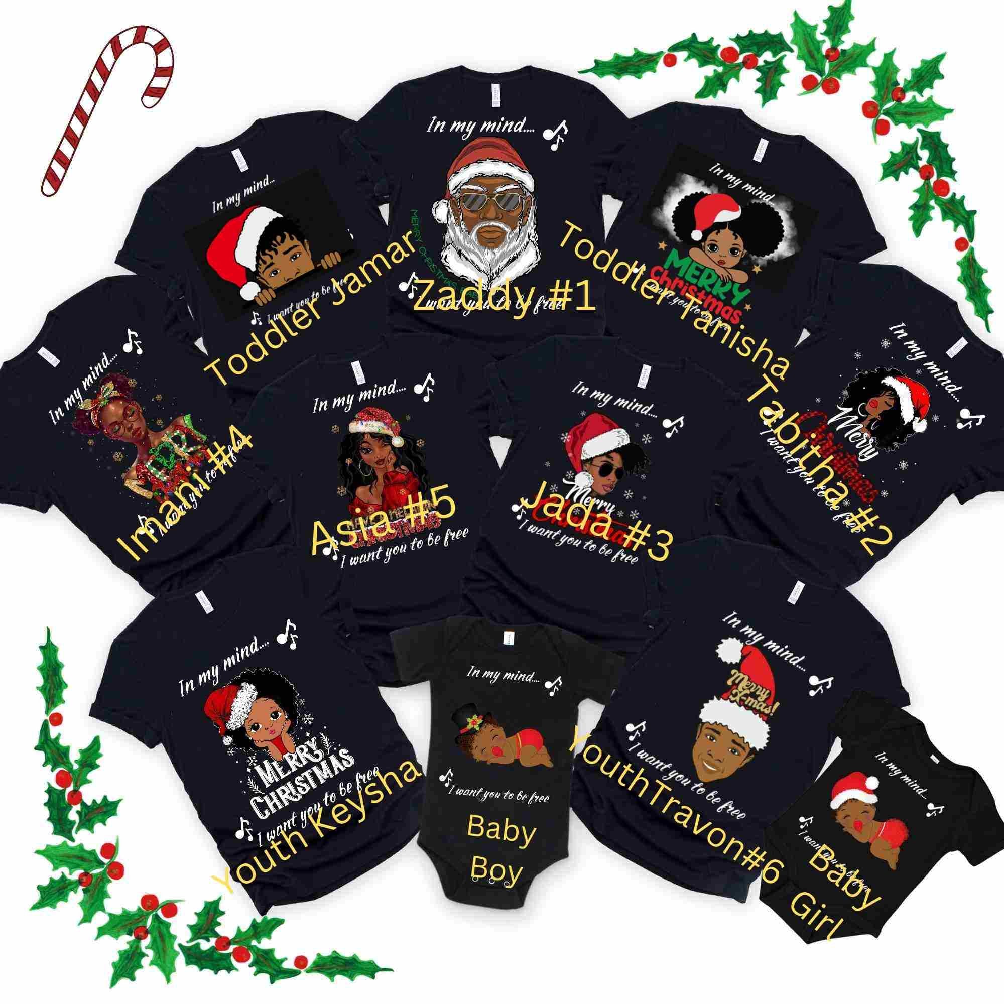 Black Santa Pajamas Santa Group Shirts Matching Xmas Tees Etsy