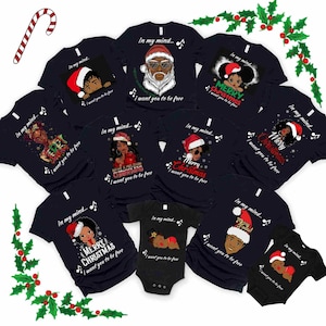 Black Santa,black santa pajamas tops, Santa group shirts, Matching xmas tees, Santa family shirt, Christmas matching, Black Santa shirt,