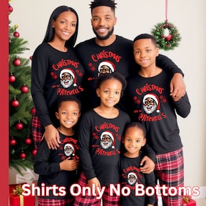 Black Santa,Black Santa pajamas tops, Santa group shirts, Matching xmas tees, Santa family shirt, Christmas matching shirts,Black Santa tee