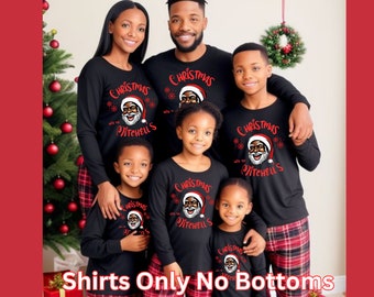 Black Santa,Black Santa pajamas tops, Santa group shirts, Matching xmas tees, Santa family shirt, Christmas matching shirts,Black Santa tee