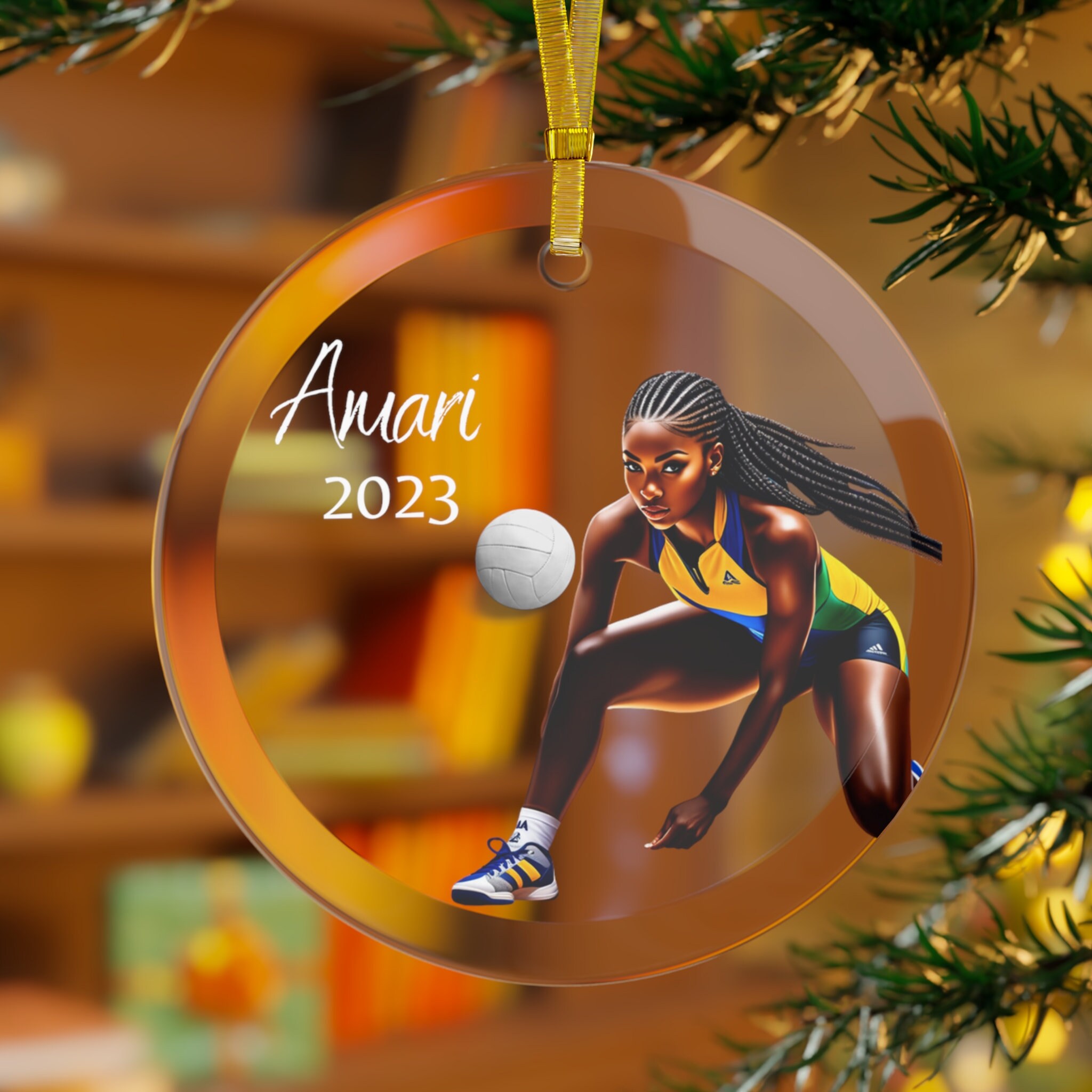 Volleyball Ornament Black Girl Volleyball Gift for Etsy