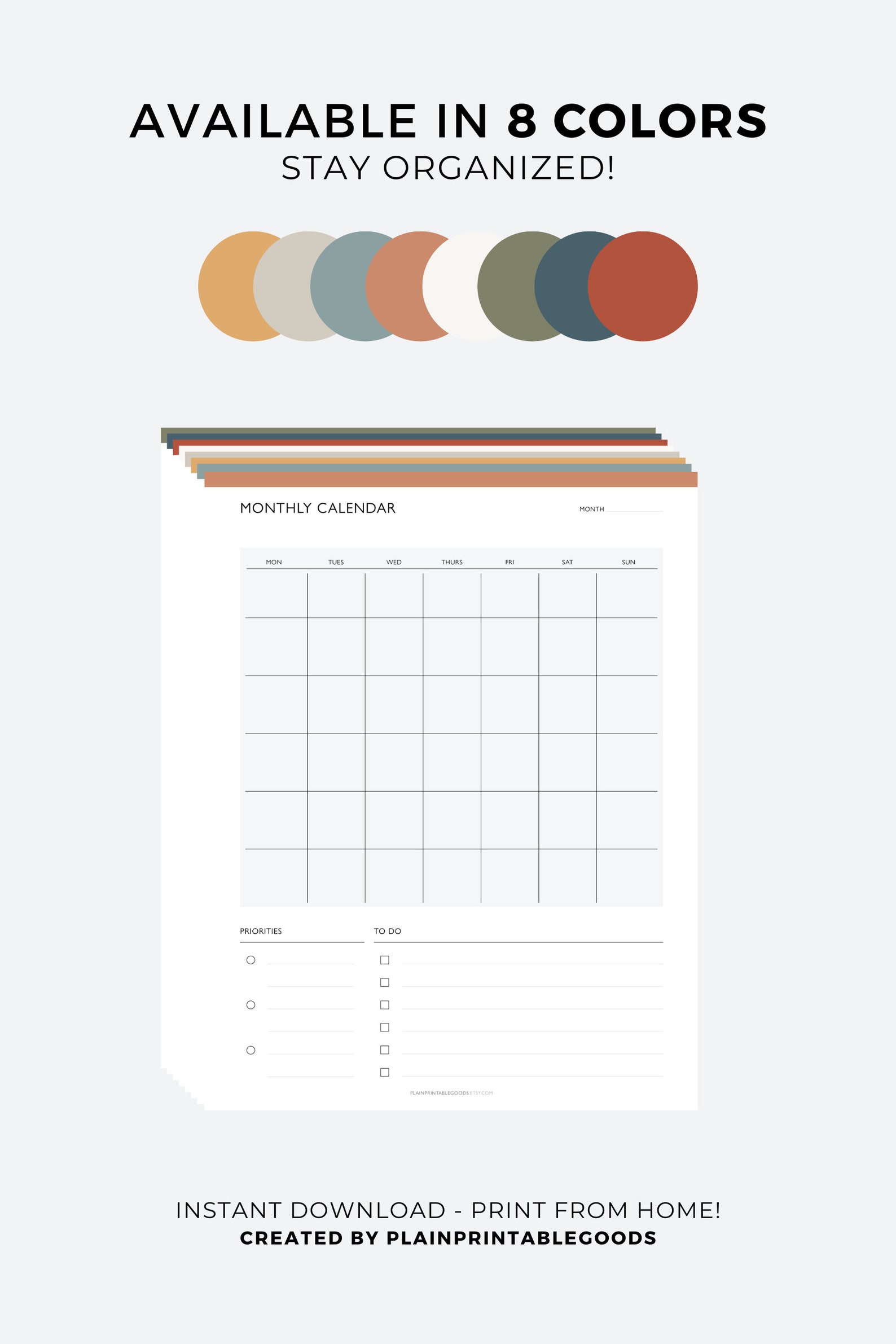 Printable monthly to do list template monthly task list etsy
