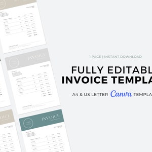 Minimalist Invoice Template Design for Canva, Add Your Own Logo!