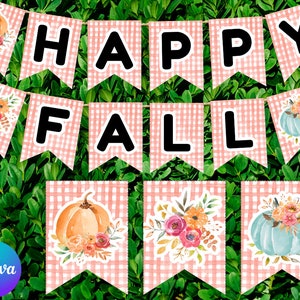 Happy Fall Printable Banner | Editable Banner Template | Printable Fall Decor | Fall Banner | Fall Home Decor | Canva Template