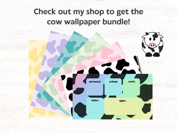 Sage Green Cow Print Wallpaper Desktop Organizer With Custom 