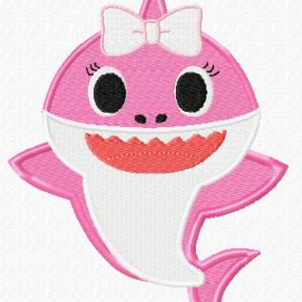 Shark Sister Machine Embroidery Design (fill stitch) | 4 Sizes | 4x4 and 5x7 hoop sizes | All formats