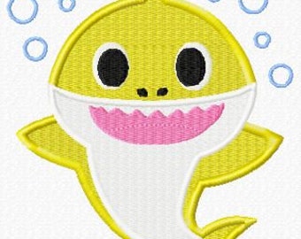 Shark Machine Embroidery Design (fill stitch) | 4 Sizes | 4x4 and 5x7 hoop sizes | All formats