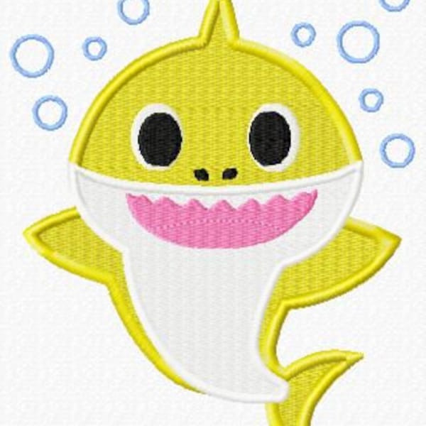 Shark Machine Embroidery Design (fill stitch) | 4 Sizes | 4x4 and 5x7 hoop sizes | All formats